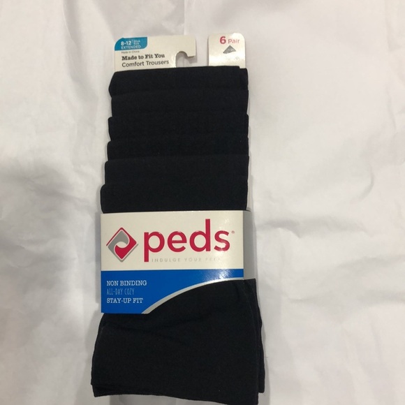 Peds Women's black comfort Trouser Socks, size 8-12 extended shoe size 6pairs - Picture 5 of 8